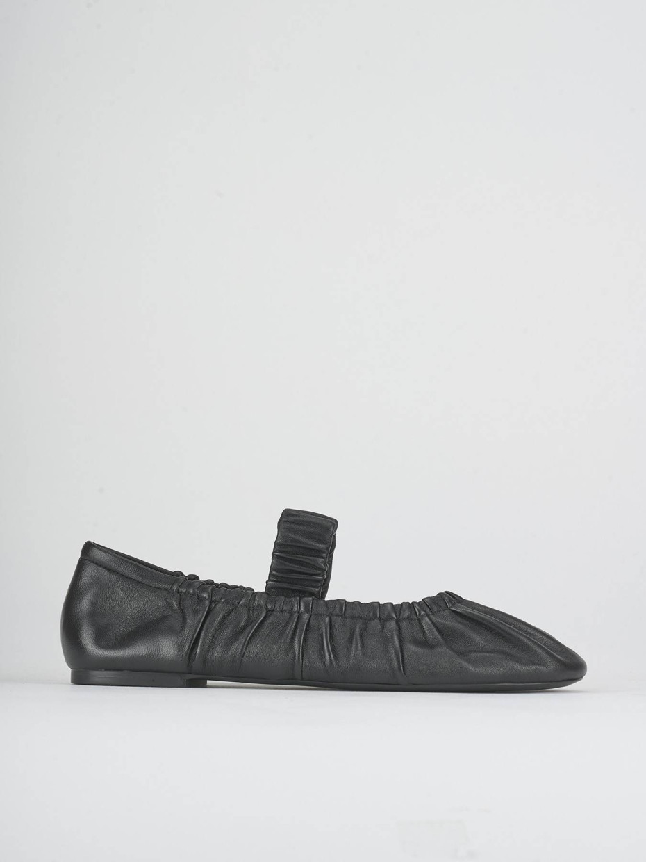 Bailarinas tacón 1 cm negro cuero