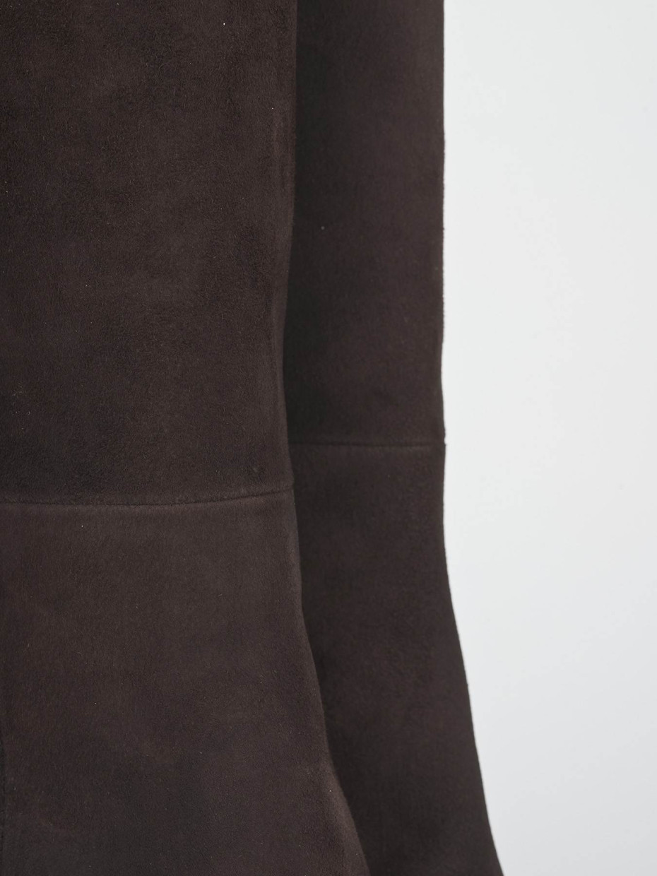 High heel boots heel 8 cm dark brown suede