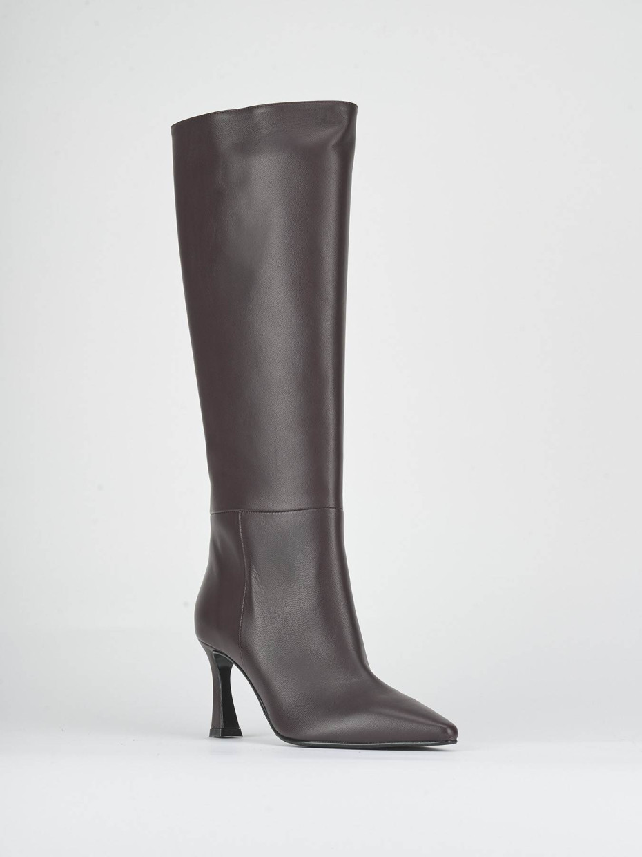 Stivali tacco 8cm pelle bordo'