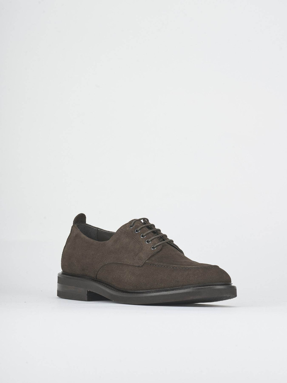 Lace-up shoes dark brown suede