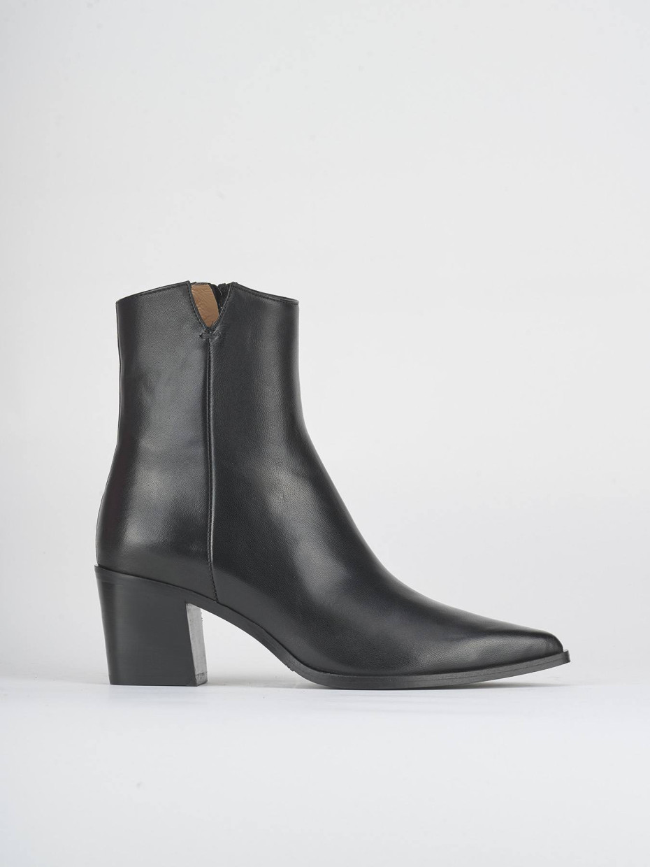 Botines de tacón alto tacón 6 cm negro cuero