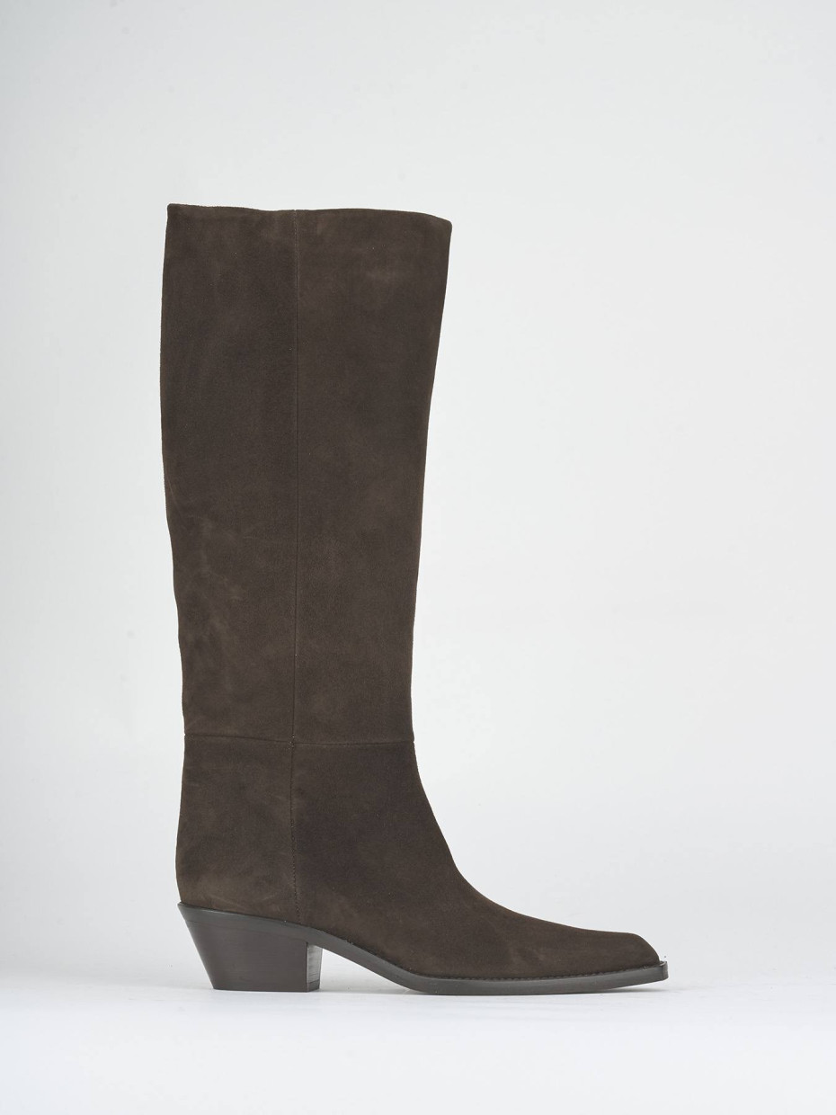 Stivali tacco 4cm camoscio testa