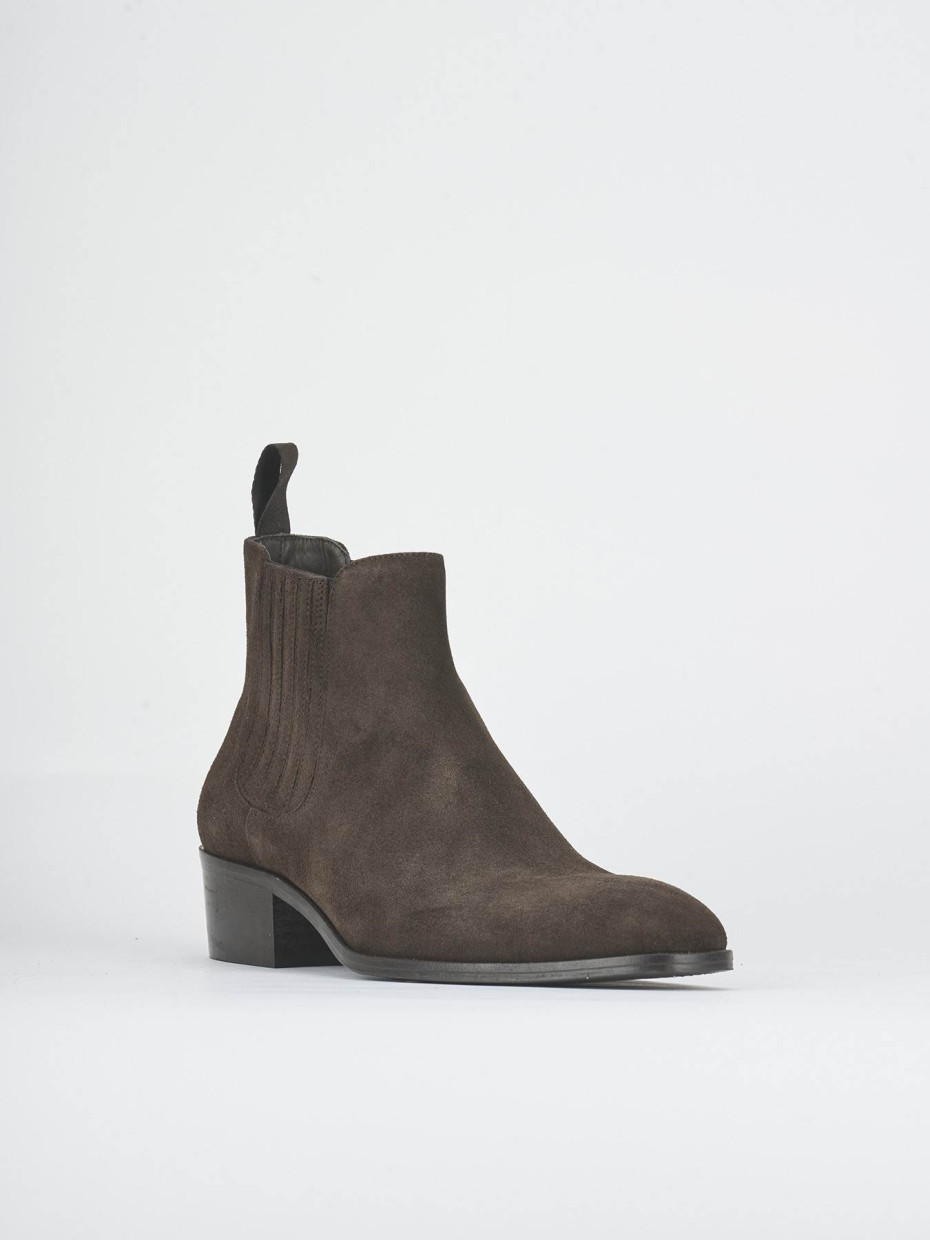 Botines tacón 4 cm marrón oscuro ante
