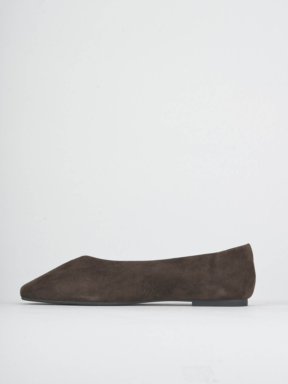 Bailarinas tacón 1 cm marrón oscuro ante