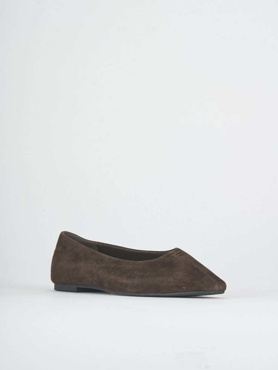 Bailarinas tacón 1 cm marrón oscuro ante