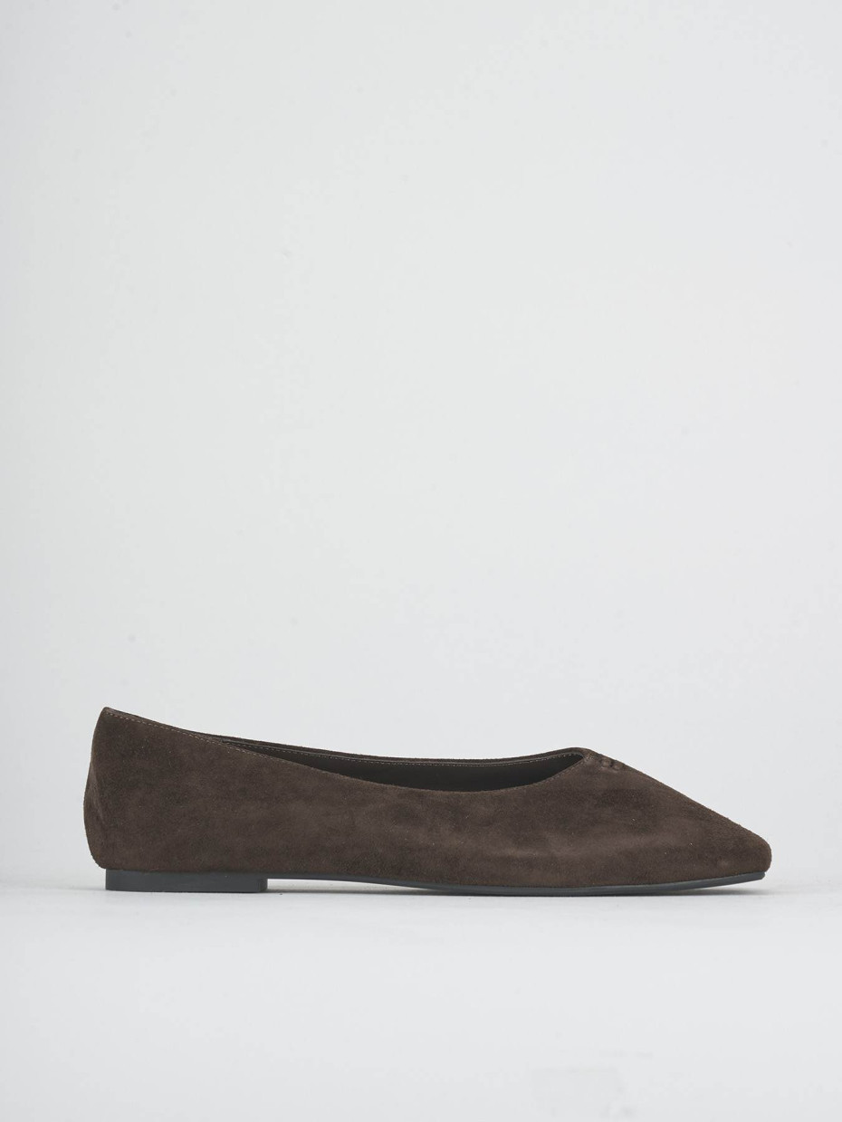 Bailarinas tacón 1 cm marrón oscuro ante