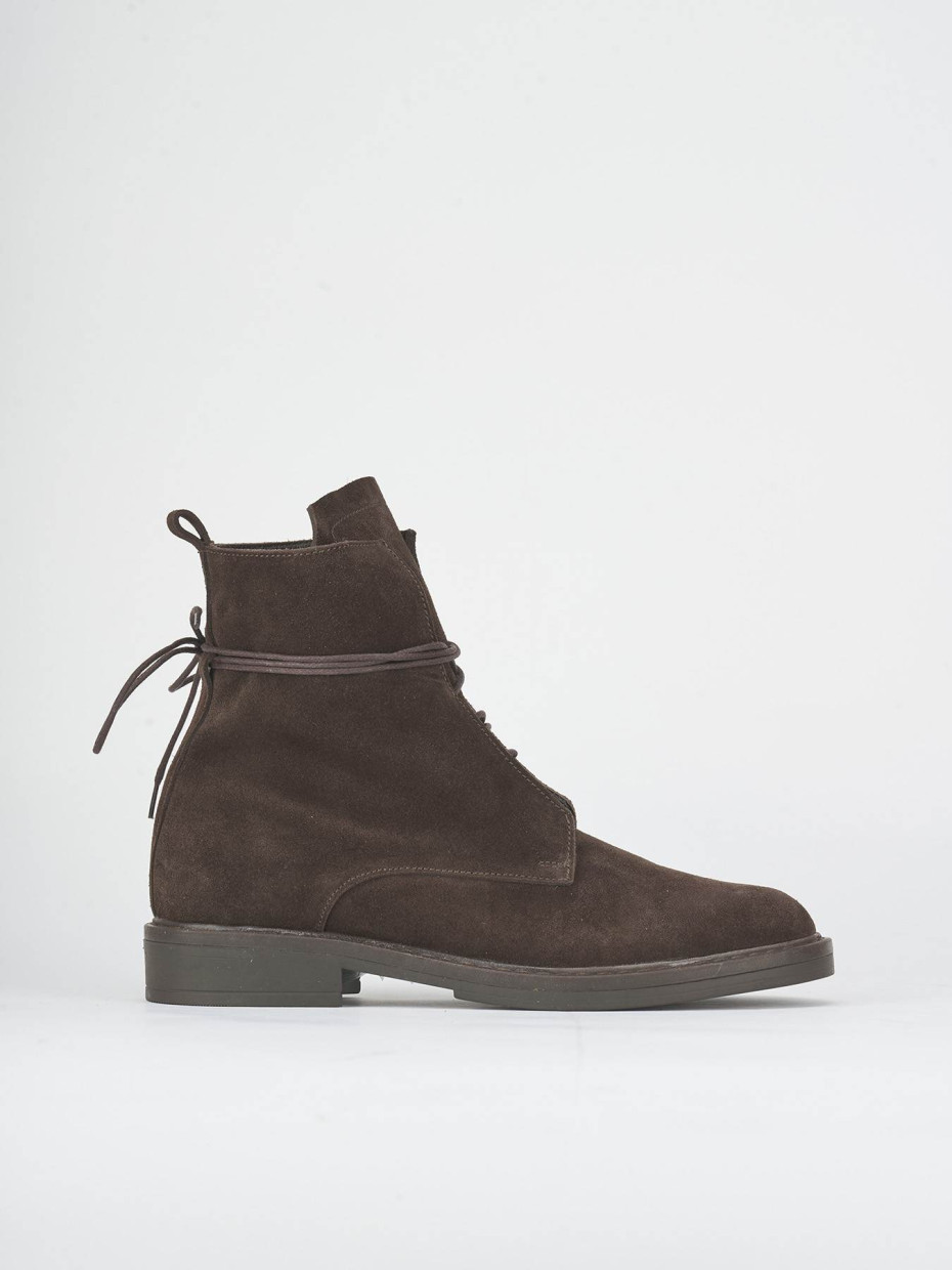 Combat boots heel 2 cm dark brown suede