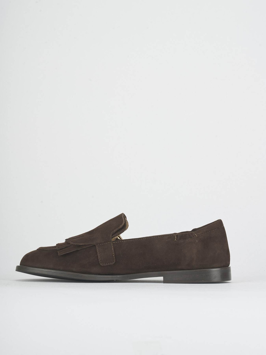 Loafers heel 1 cm dark brown suede