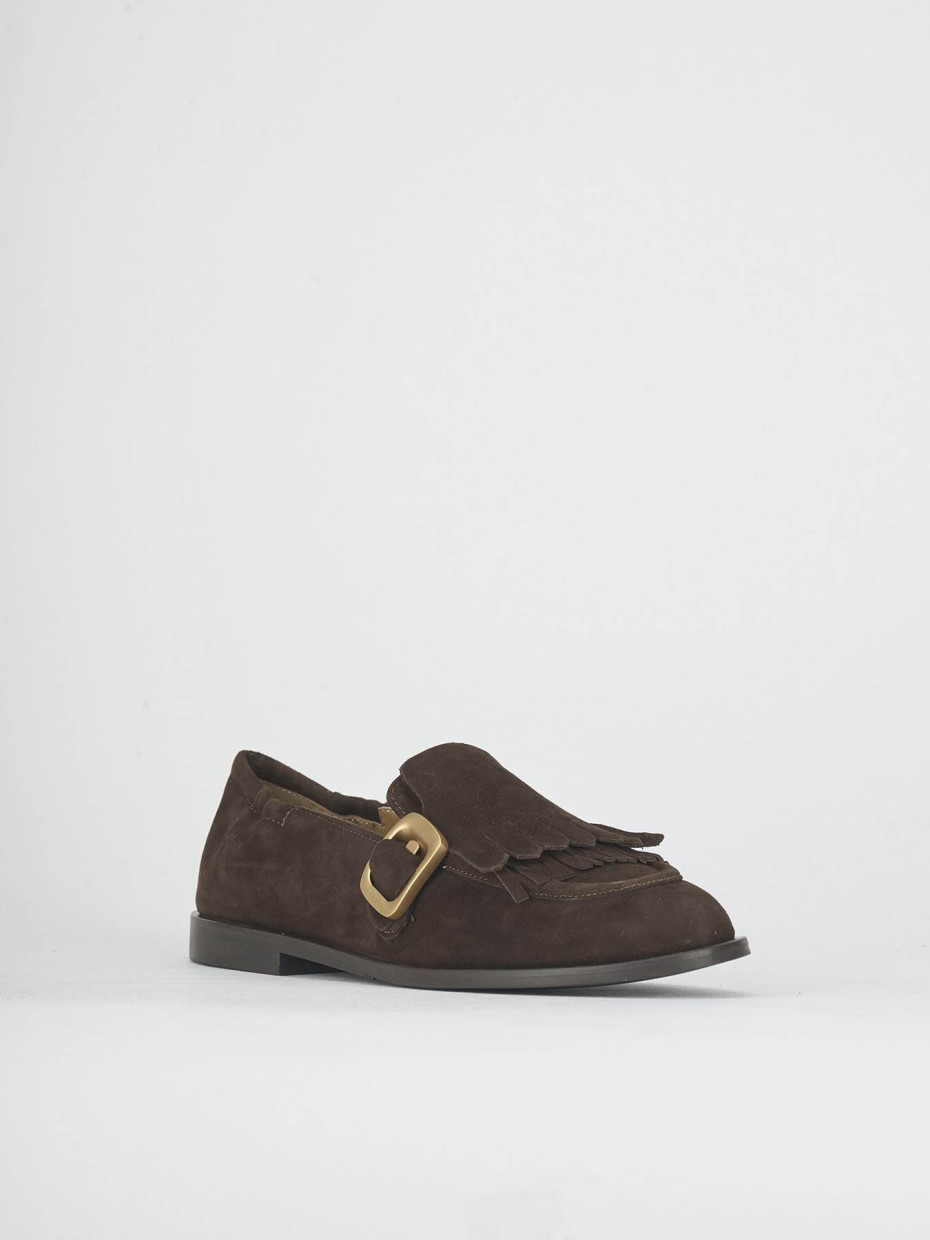 Loafers heel 1 cm dark brown suede