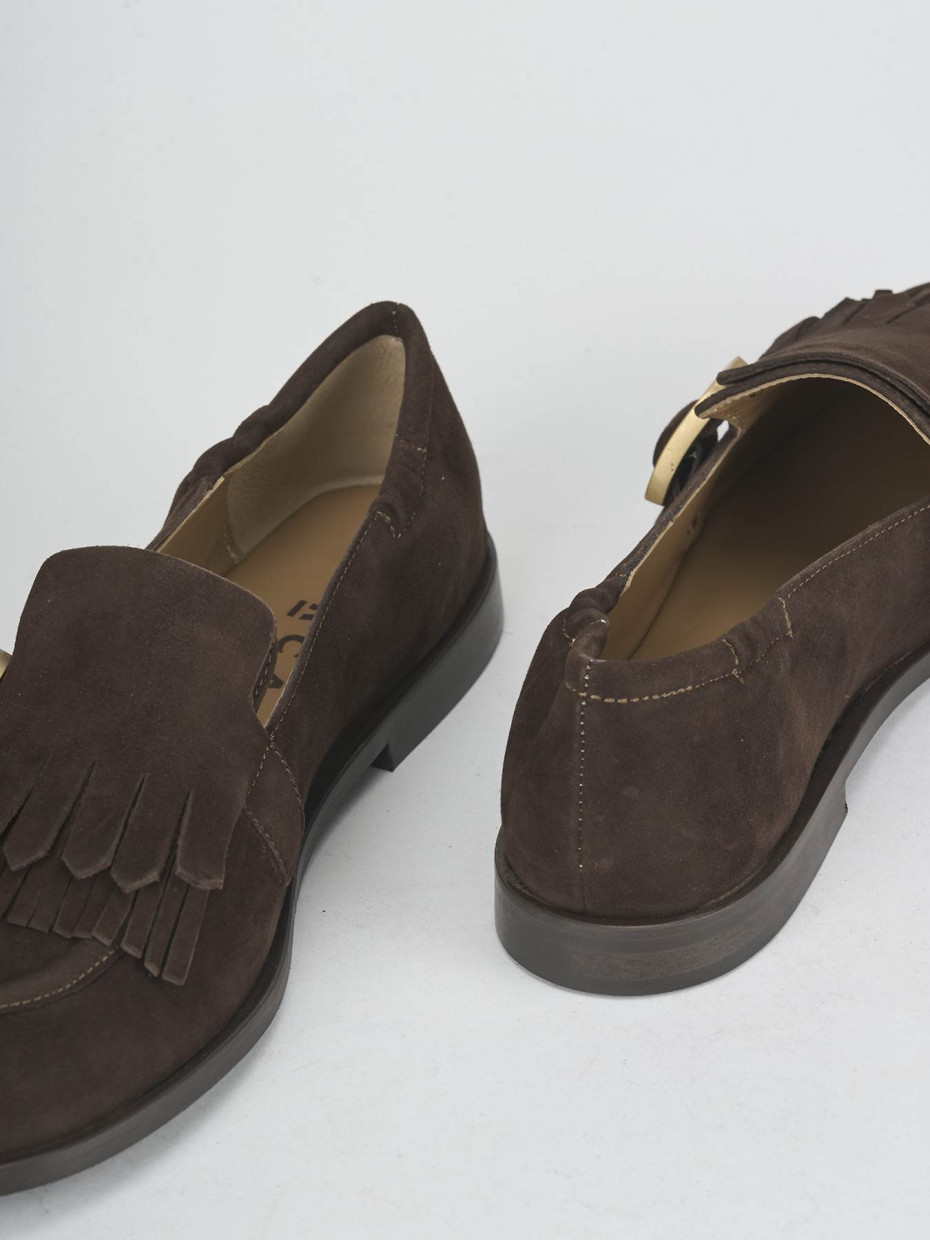 Loafers heel 1 cm dark brown suede