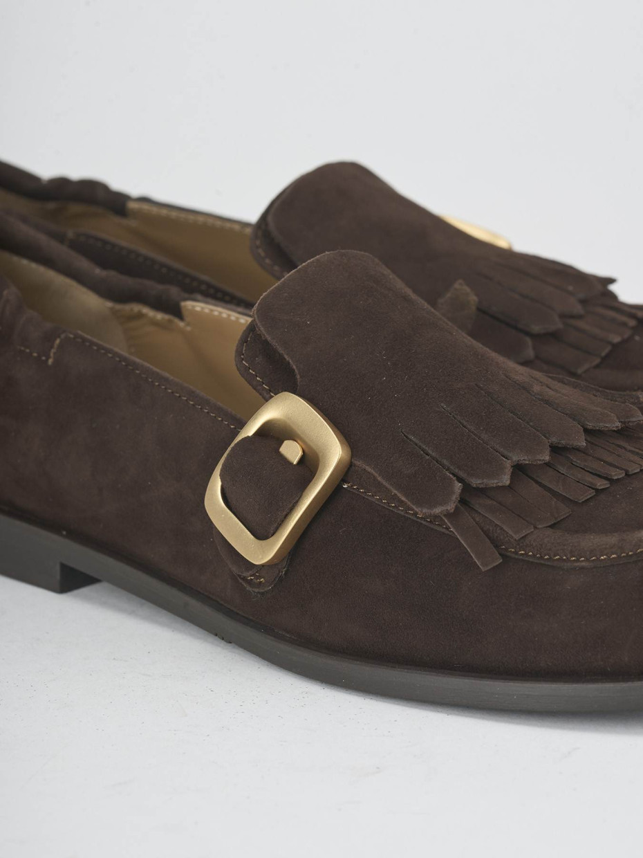 Loafers heel 1 cm dark brown suede
