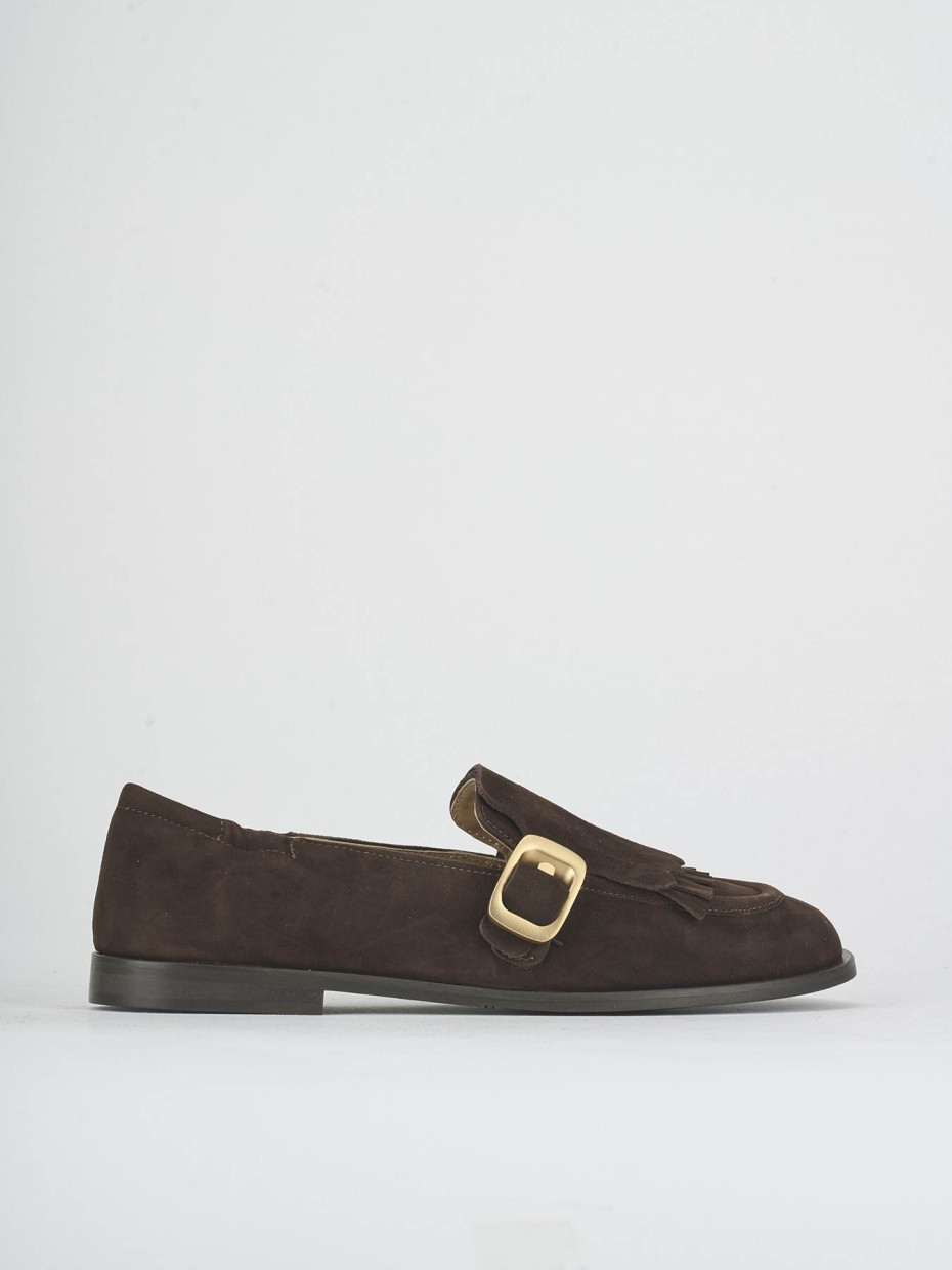 Loafers heel 1 cm dark brown suede