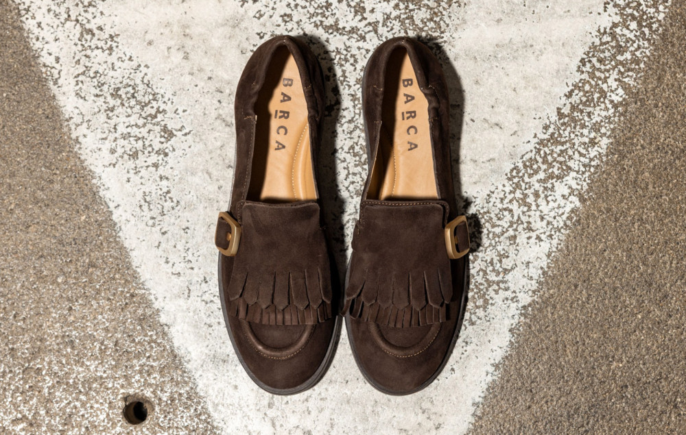 Loafers heel 1 cm dark brown suede