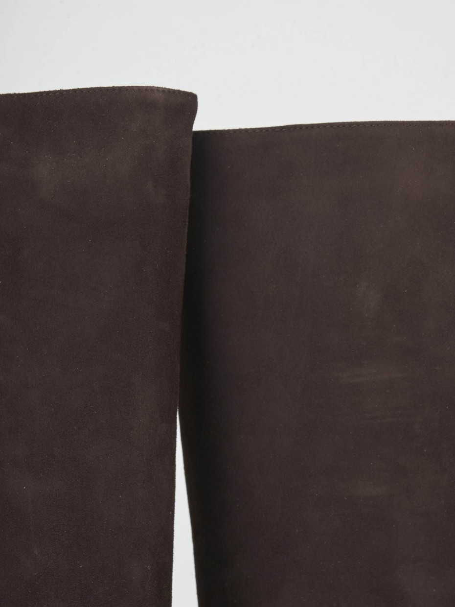 Botas de tacón alto tacón 6 cm marrón oscuro ante