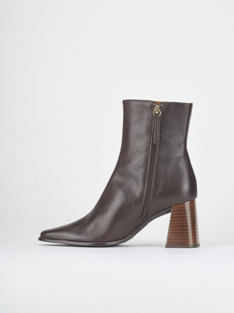 High heel ankle boots heel 8 cm dark brown leather