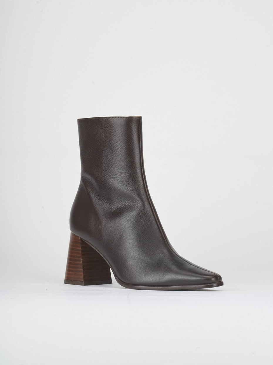 High heel ankle boots heel 8 cm dark brown leather