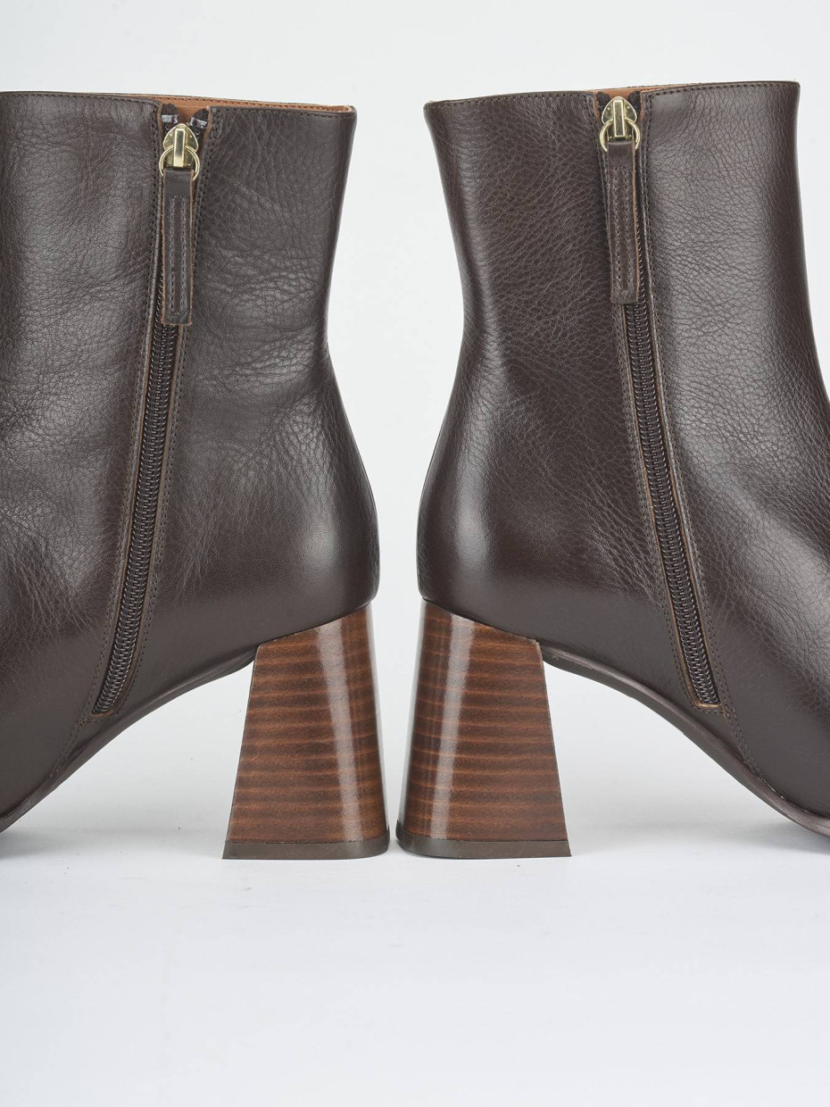 High heel ankle boots heel 8 cm dark brown leather