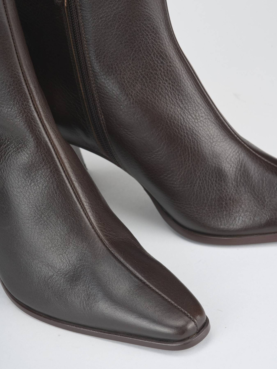 High heel ankle boots heel 8 cm dark brown leather