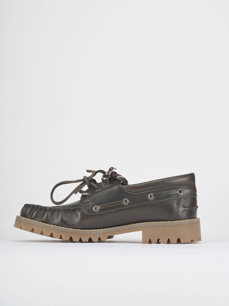 Lace-up shoes heel 1 cm dark brown leather