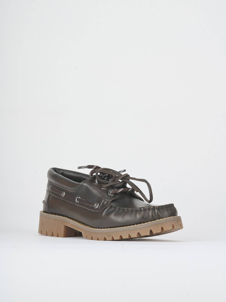 Lace-up shoes heel 1 cm dark brown leather