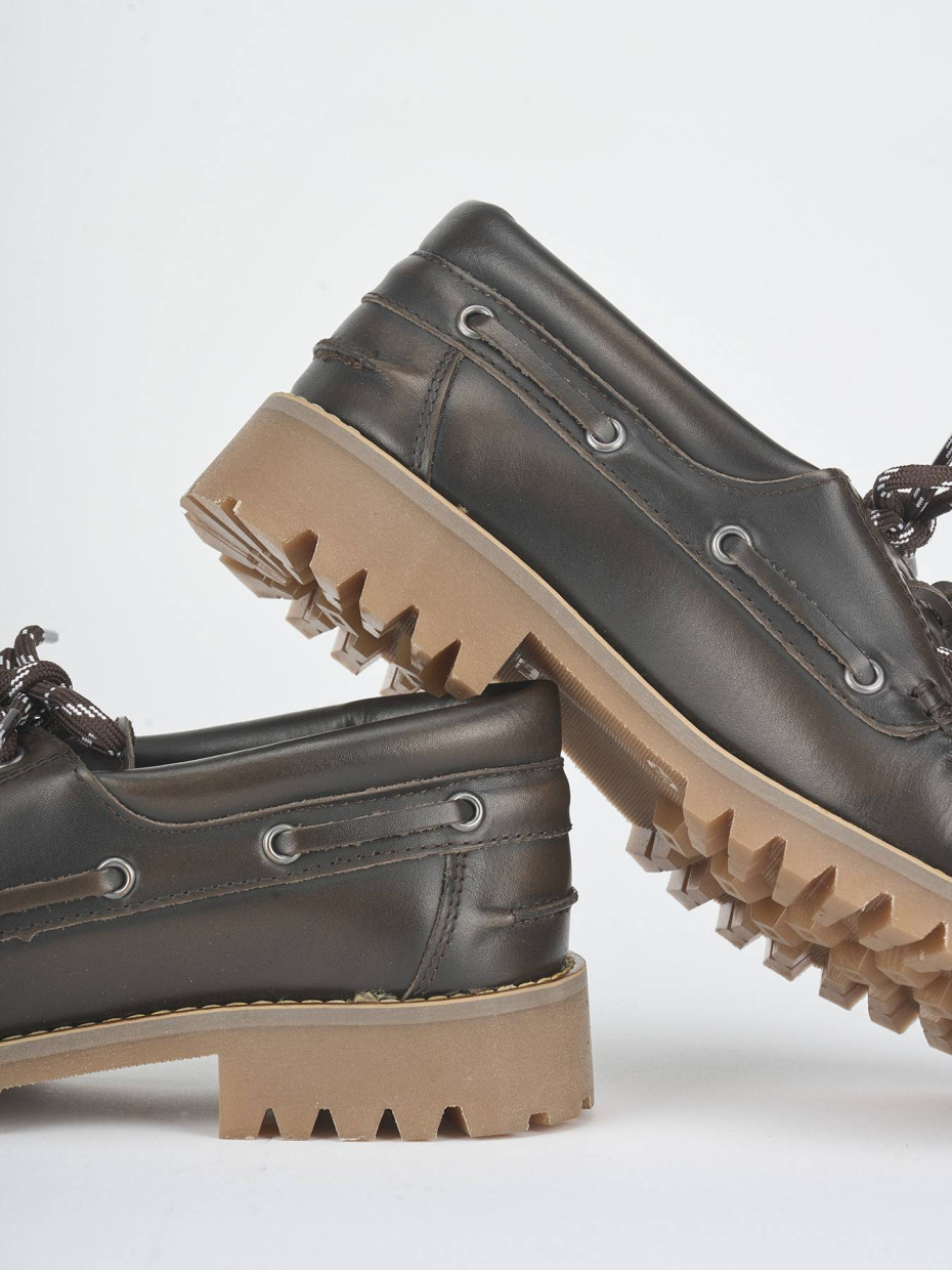 Lace-up shoes heel 1 cm dark brown leather