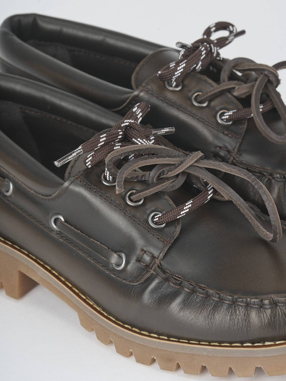 Lace-up shoes heel 1 cm dark brown leather
