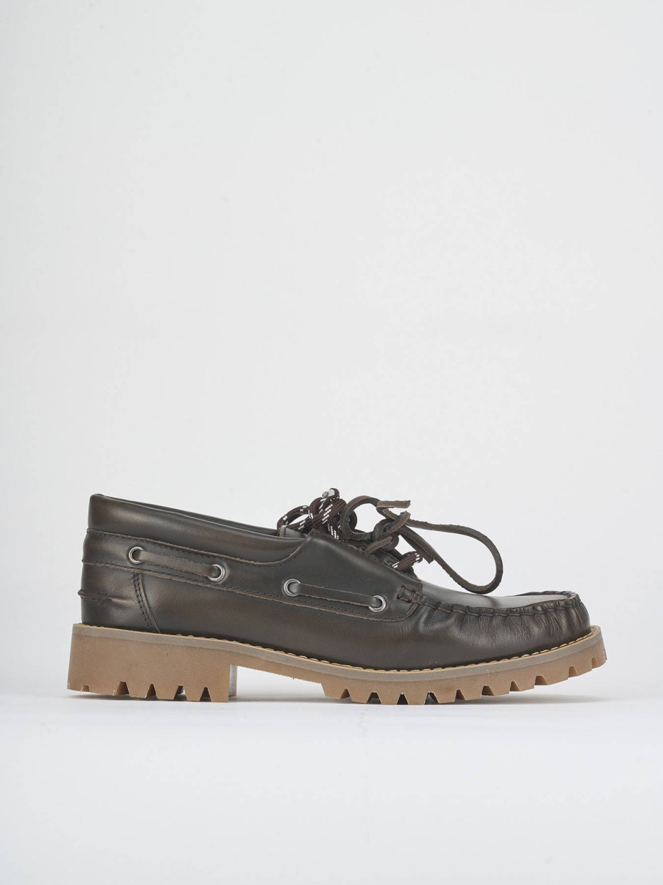 Lace-up shoes heel 1 cm dark brown leather
