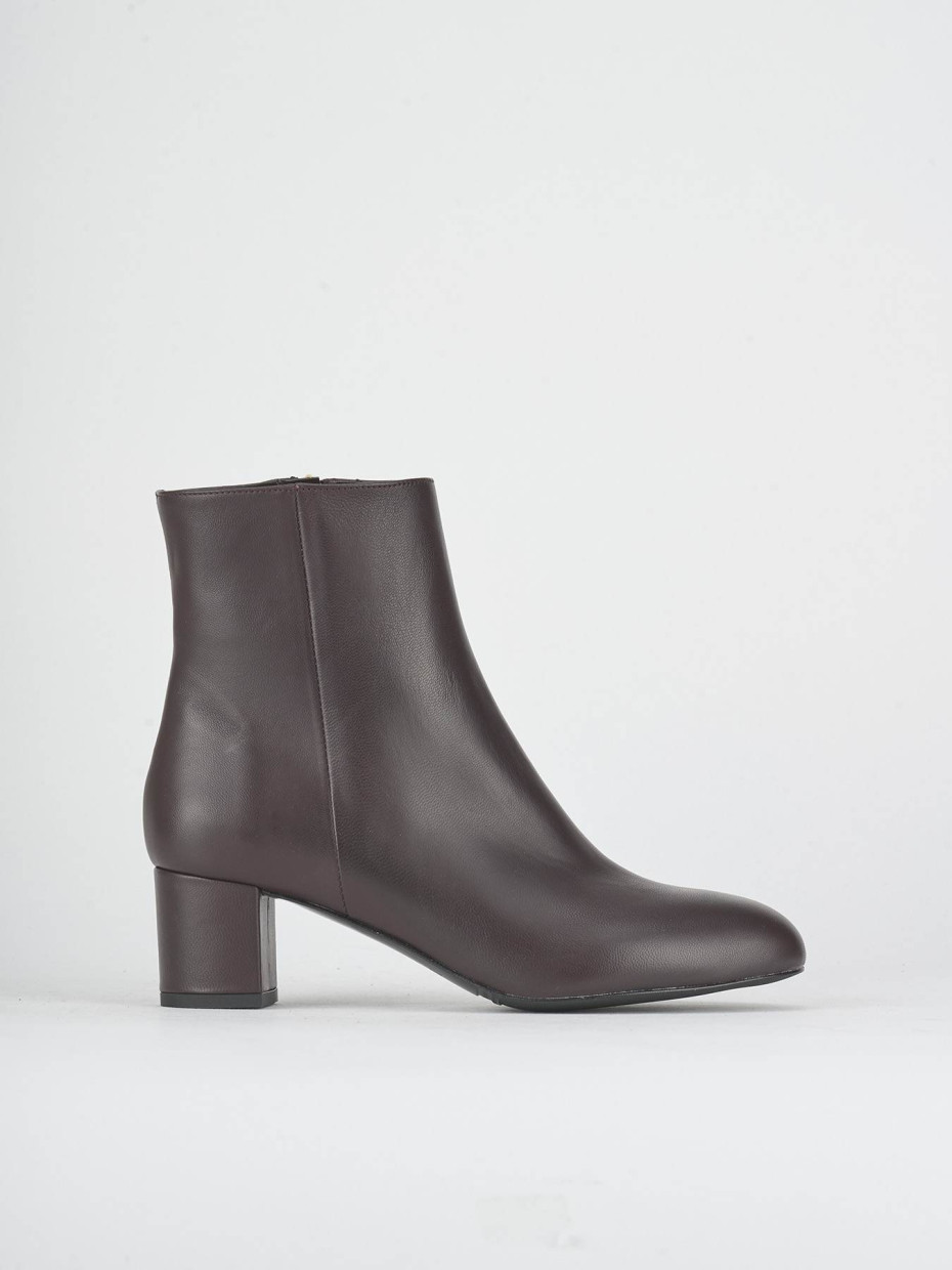 Botines de tacón alto tacón 6 cm burdeos cuero