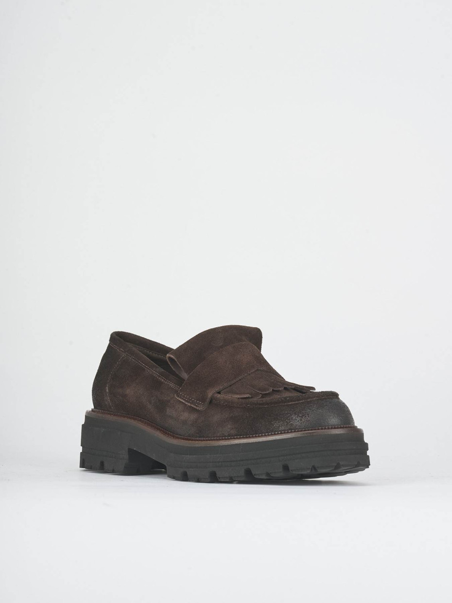 Loafers heel 2 cm dark brown suede