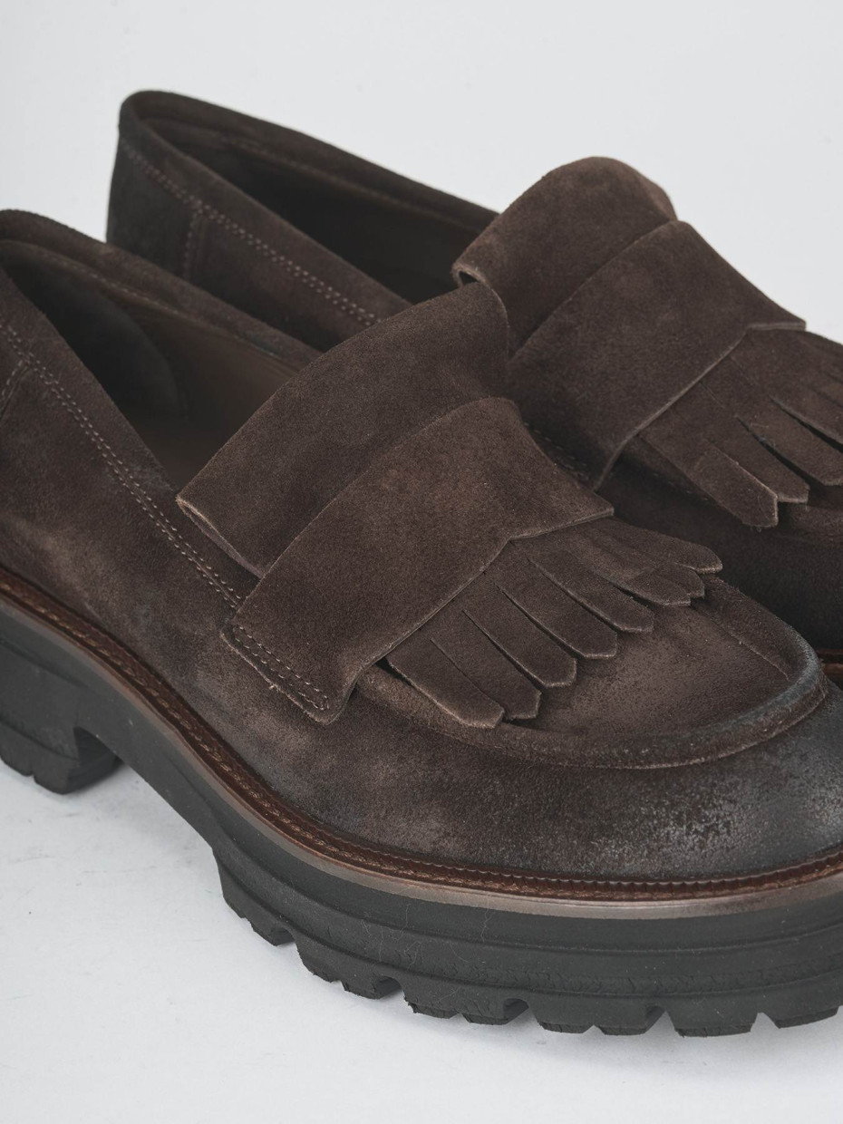 Loafers heel 2 cm dark brown suede