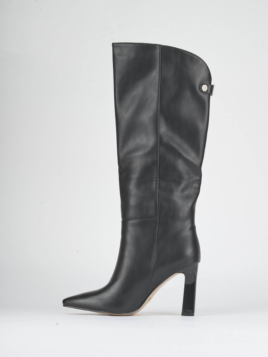High heel boots heel 9 cm black susteinable leather