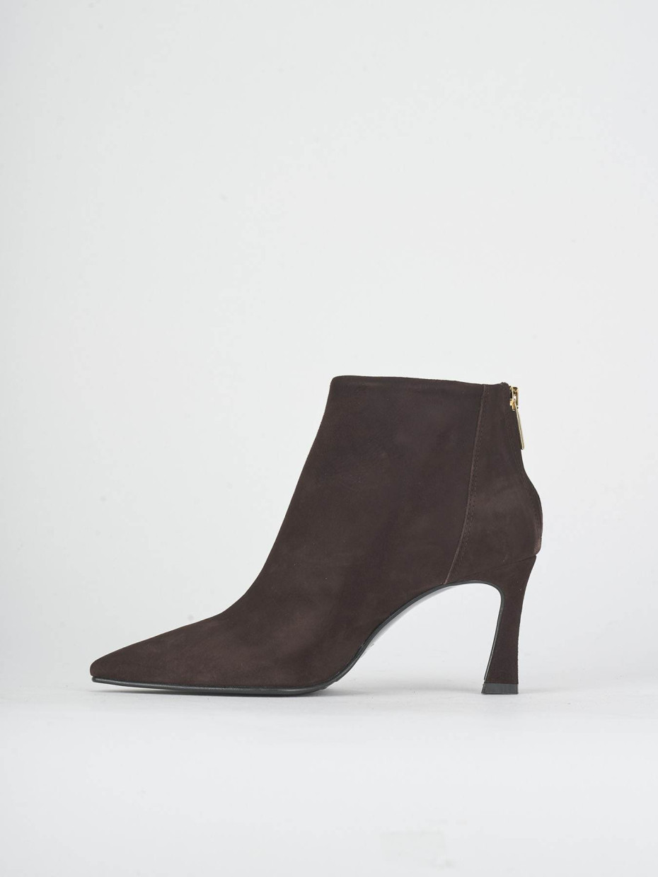 High heel ankle boots heel 8 cm dark brown suede