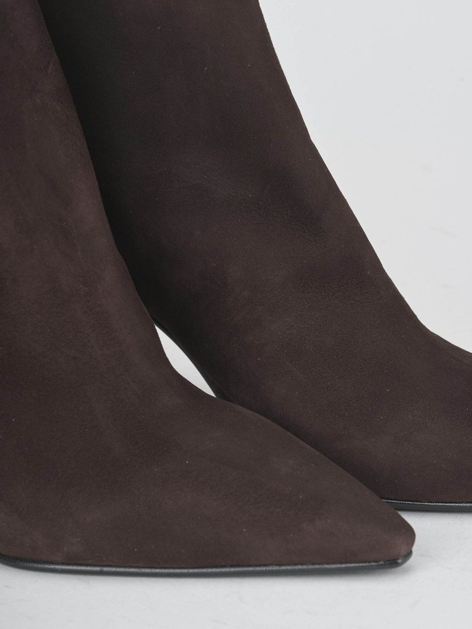 High heel ankle boots heel 8 cm dark brown suede