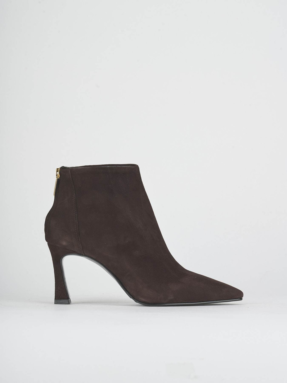 High heel ankle boots heel 8 cm dark brown suede