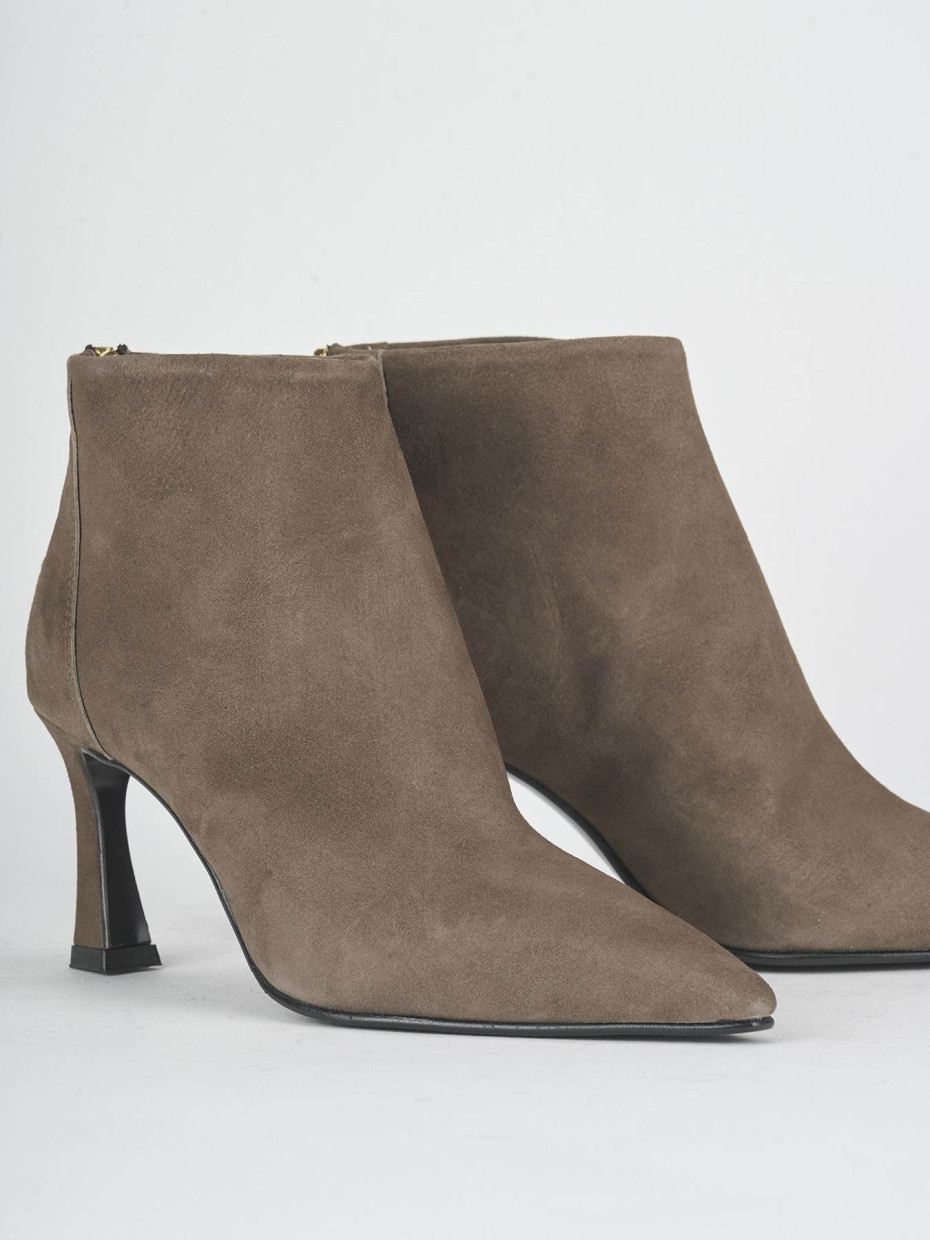 High heel ankle boots heel 8 cm beige suede