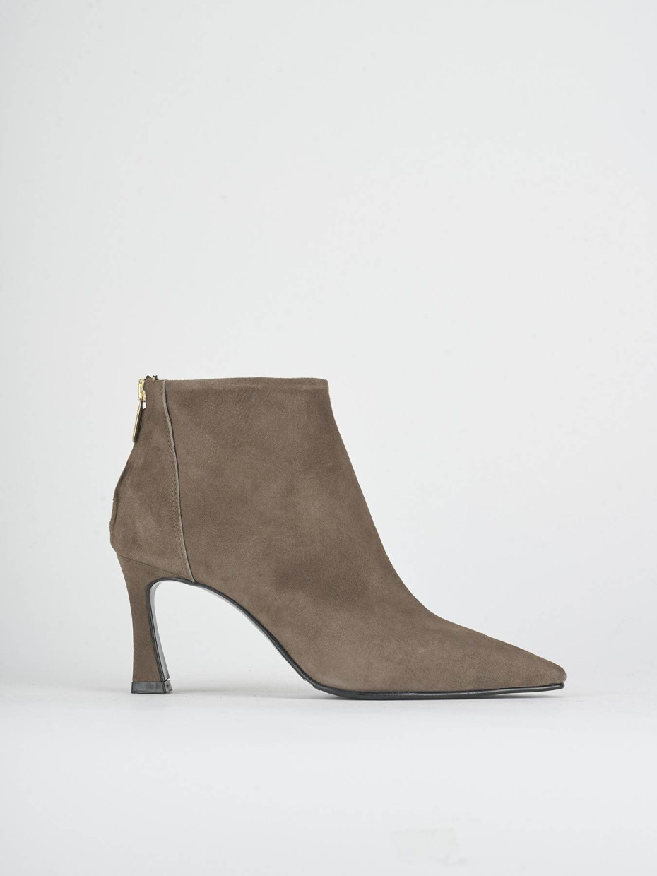 High heel ankle boots heel 8 cm beige suede