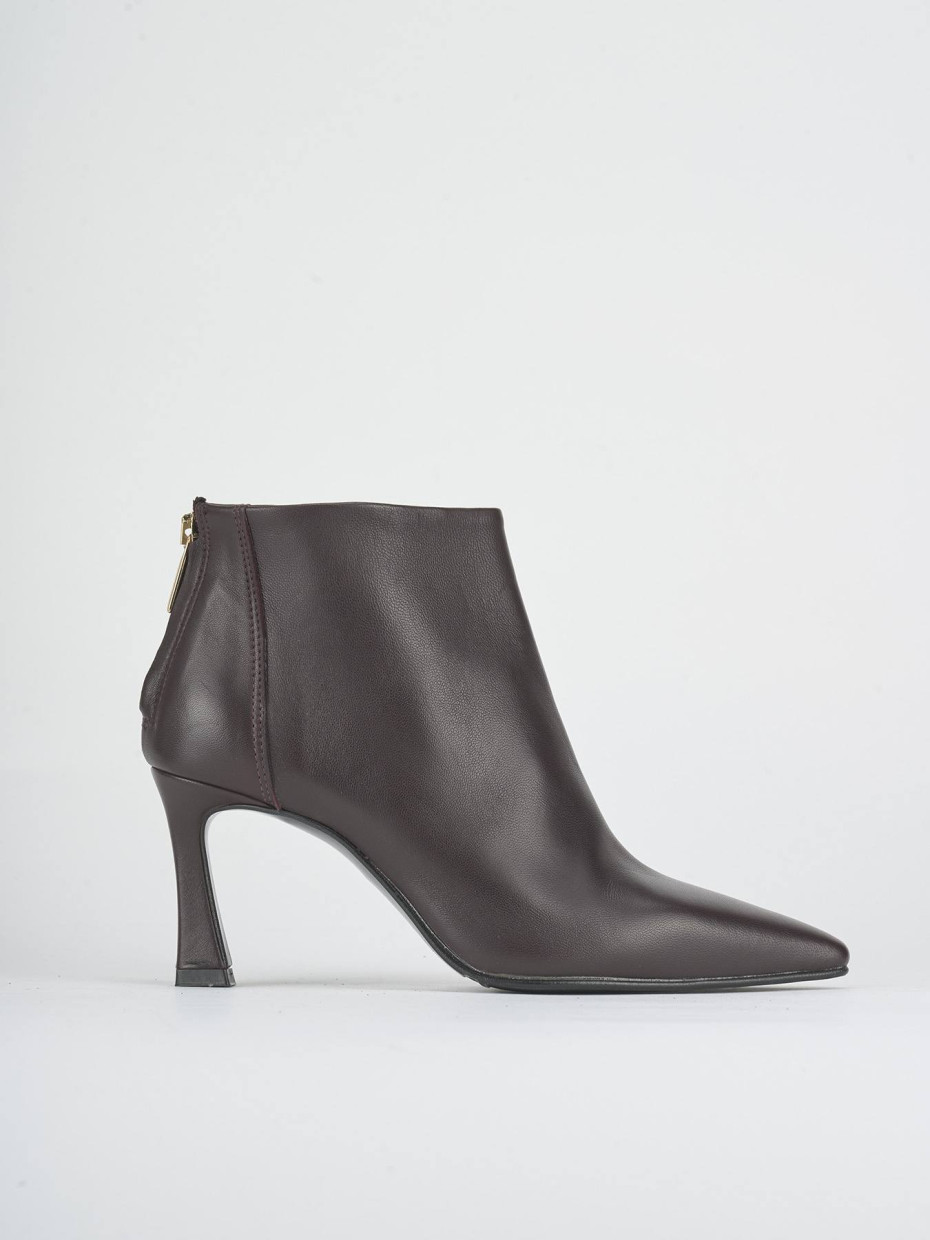 High heel ankle boots heel 8 cm bordeaux leather