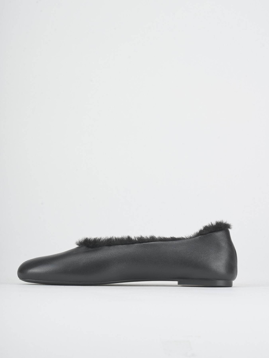 Bailarinas tacón 1 cm negro cuero