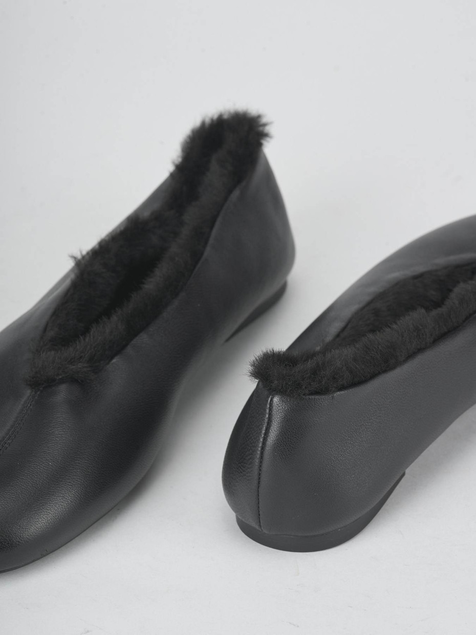 Bailarinas tacón 1 cm negro cuero