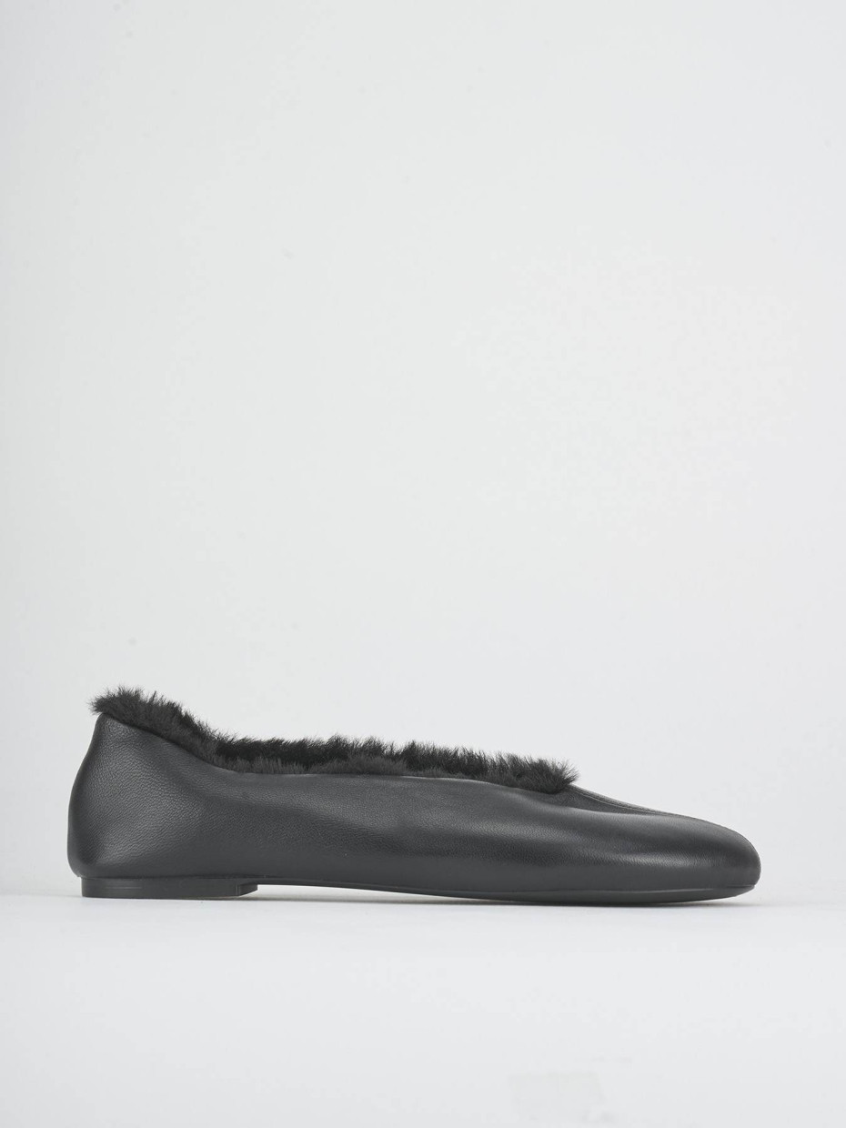 Bailarinas tacón 1 cm negro cuero