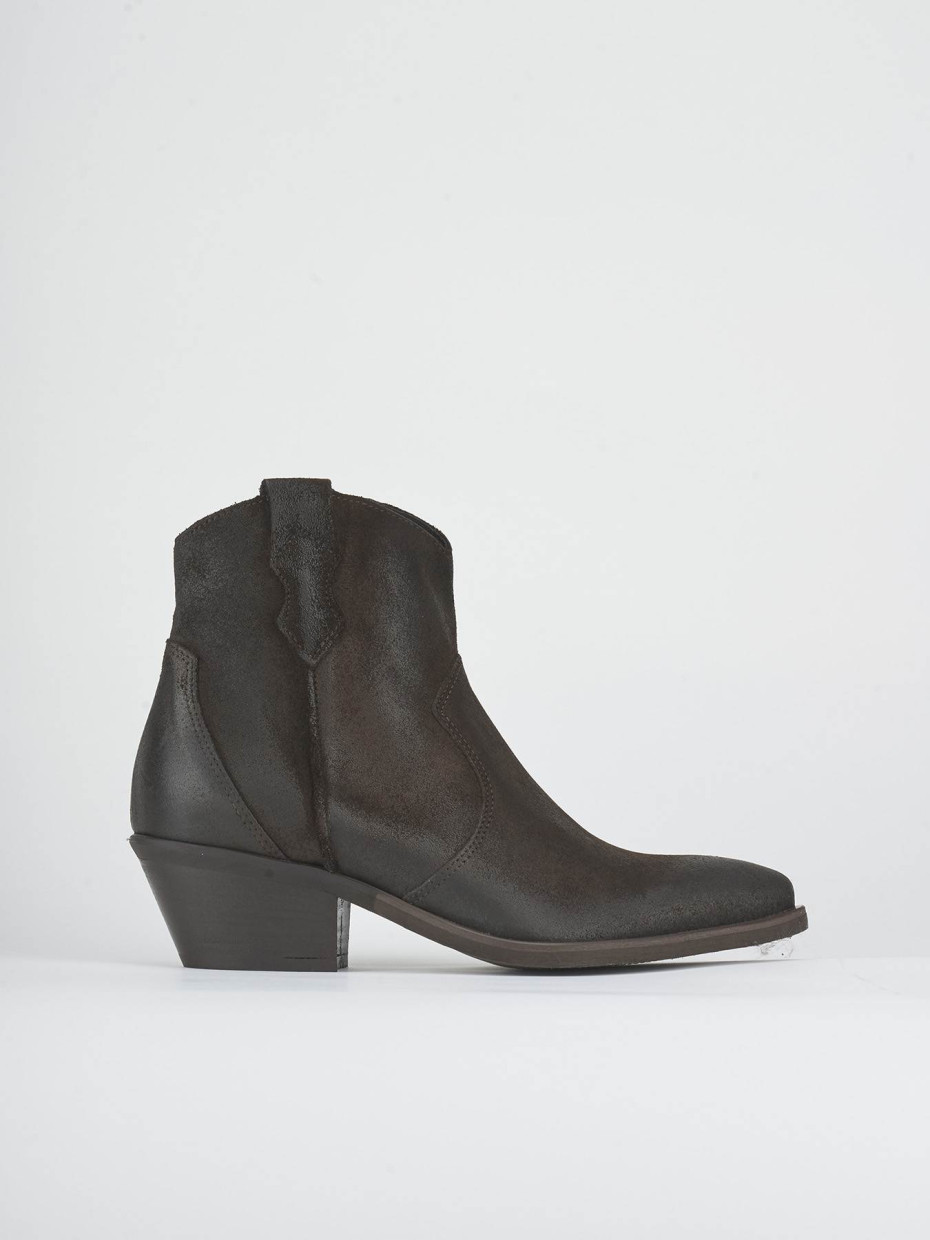 Stivaletti tacco 4cm camoscio testa