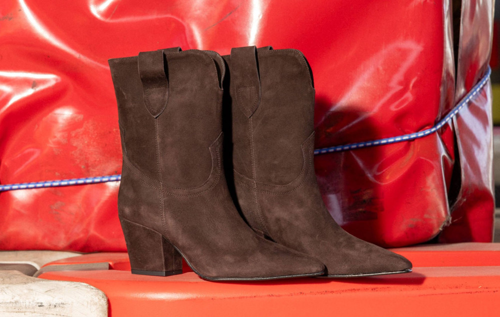 High heel ankle boots heel 7 cm dark brown suede