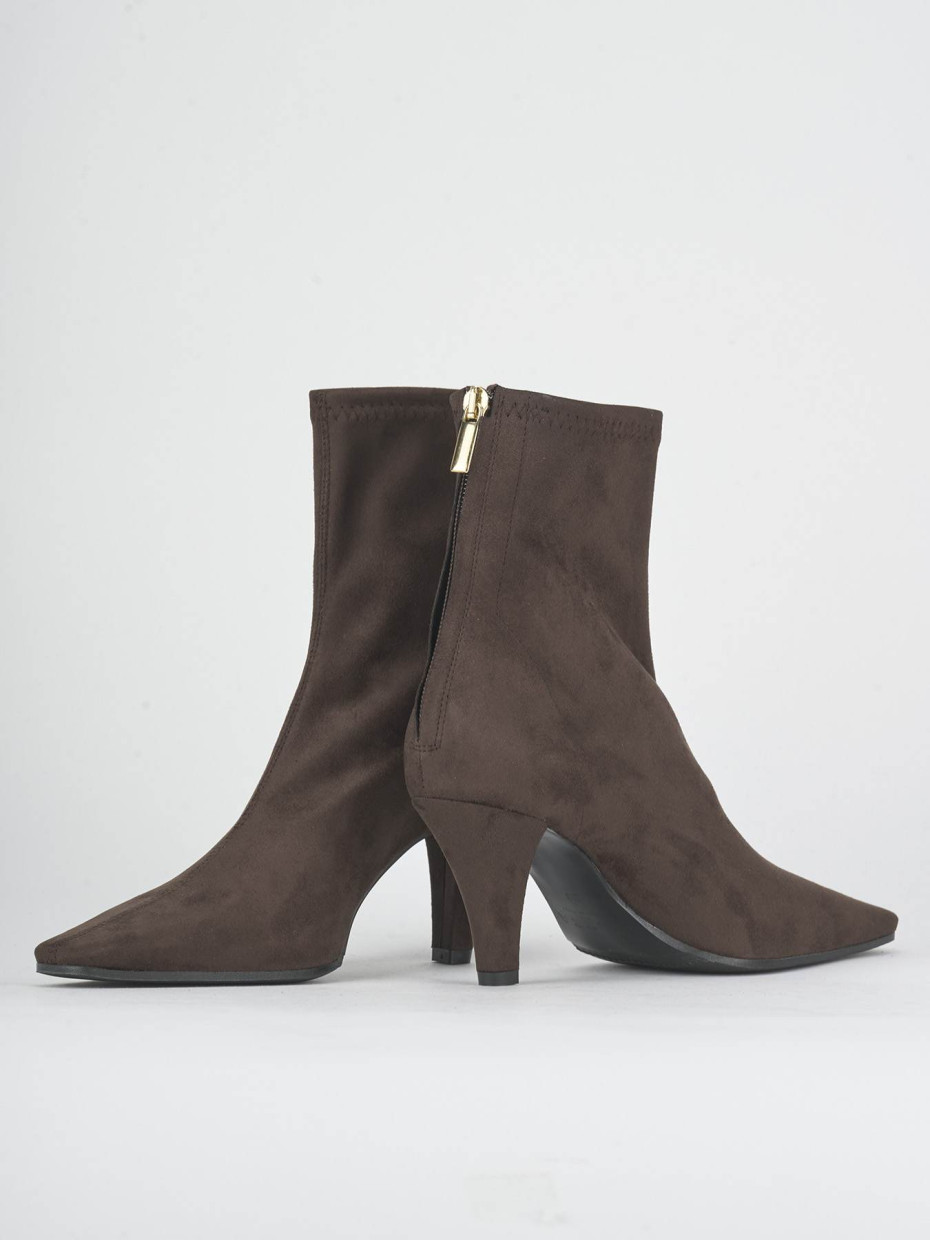 High heel ankle boots heel 7 cm dark brown suede