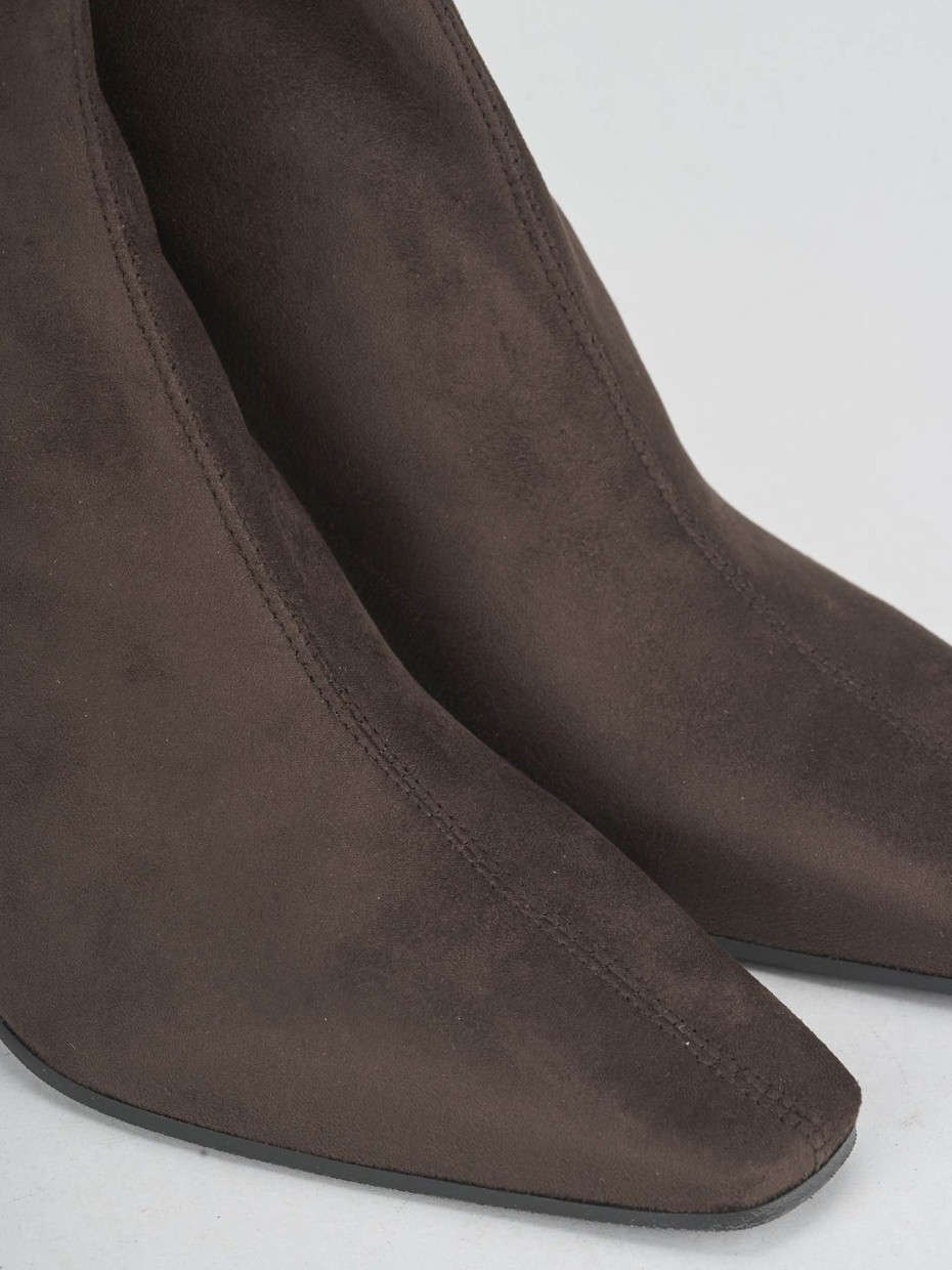 High heel ankle boots heel 7 cm dark brown suede