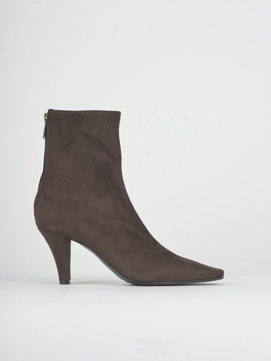 High heel ankle boots heel 7 cm dark brown suede