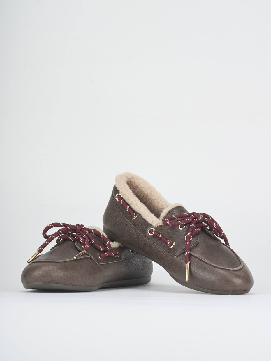 Mocasines tacón 1 cm marrón oscuro cuero