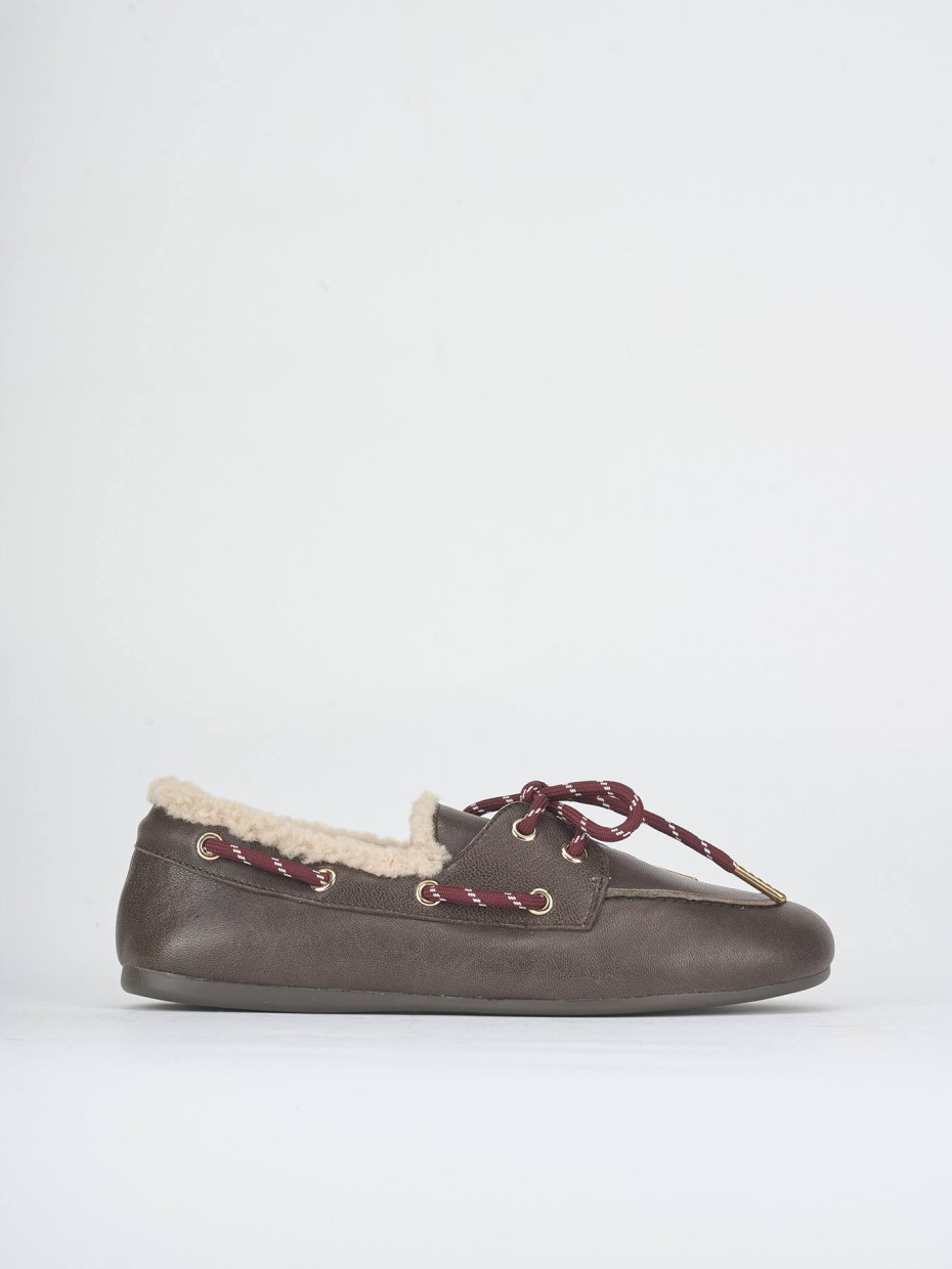 Mocasines tacón 1 cm marrón oscuro cuero
