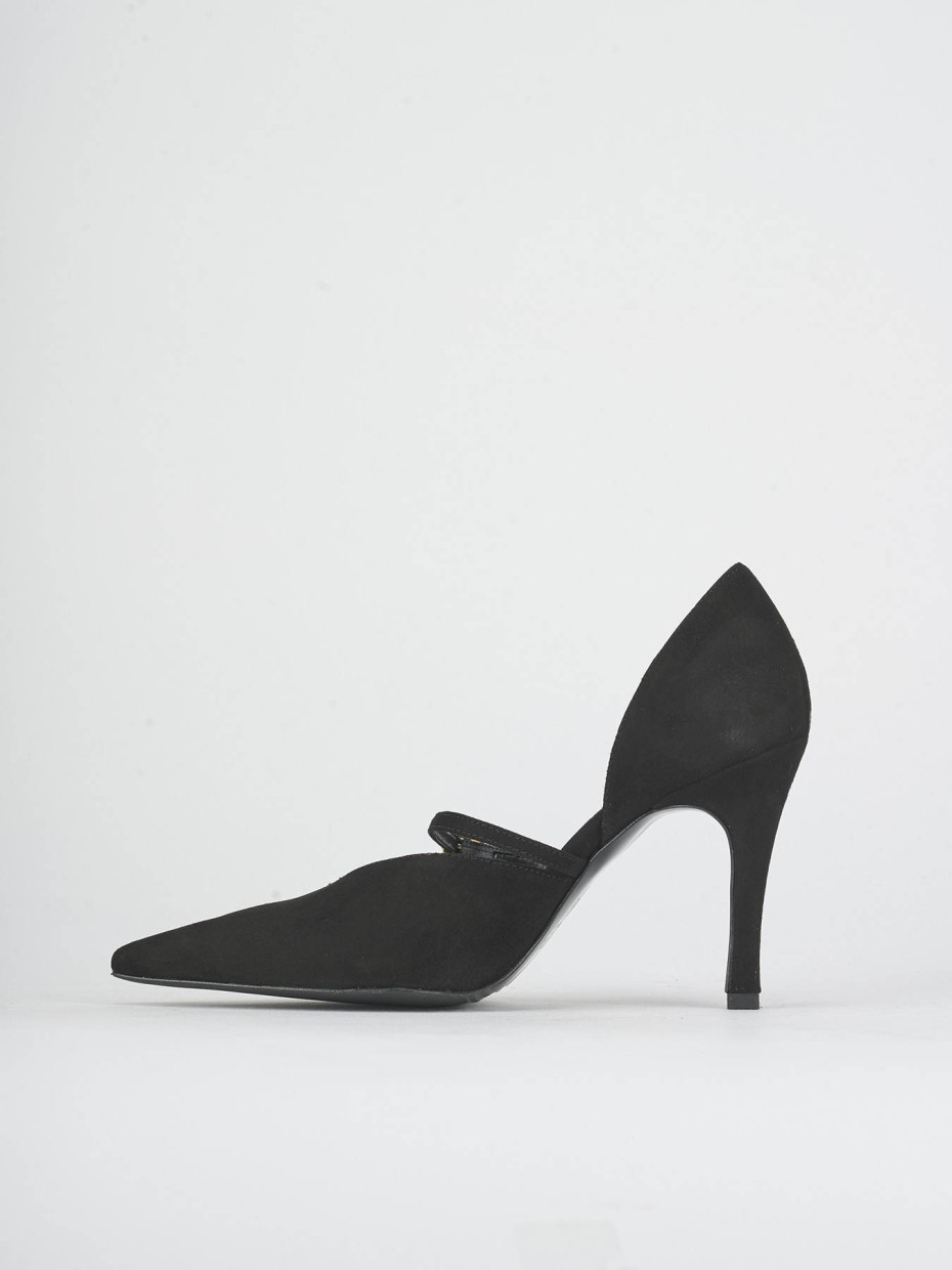 Zapatos de salón tacón 7 cm negro ante