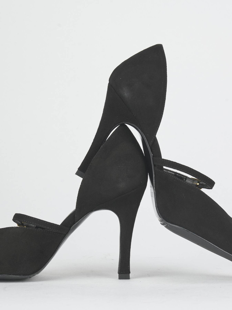 Zapatos de salón tacón 7 cm negro ante