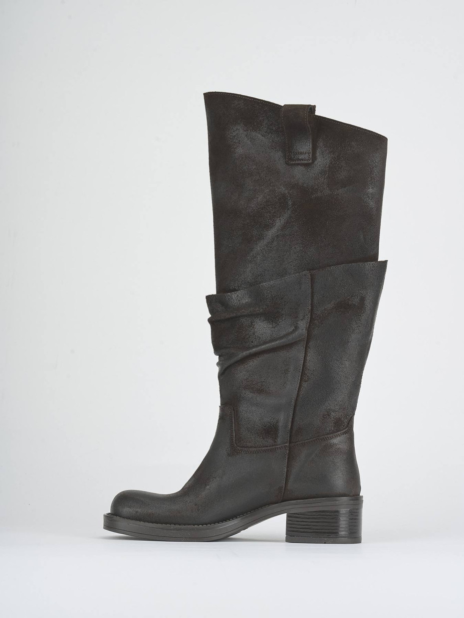 Stivali tacco 4cm camoscio testa